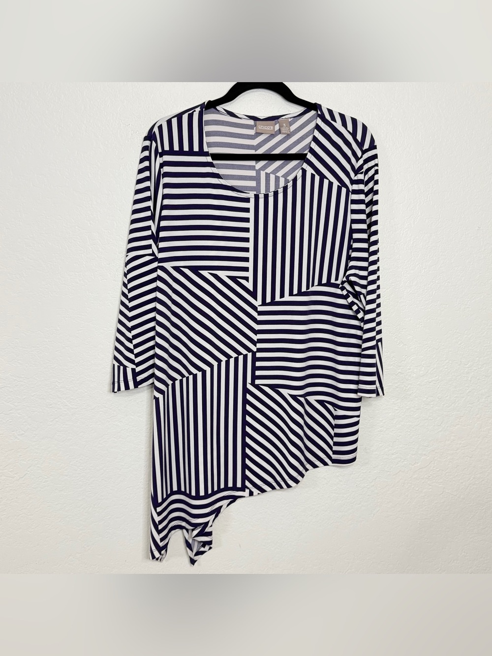 Chico’s Purple & White Asymmetrical Hem Stripe Women's Tunic Women’s Size XL - 3